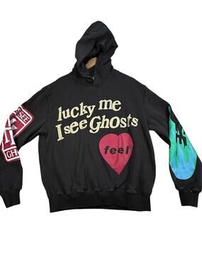 Camp Flog Gnaw “Lucky Me I See Ghosts” Graphic Hoodie Black Size Medium